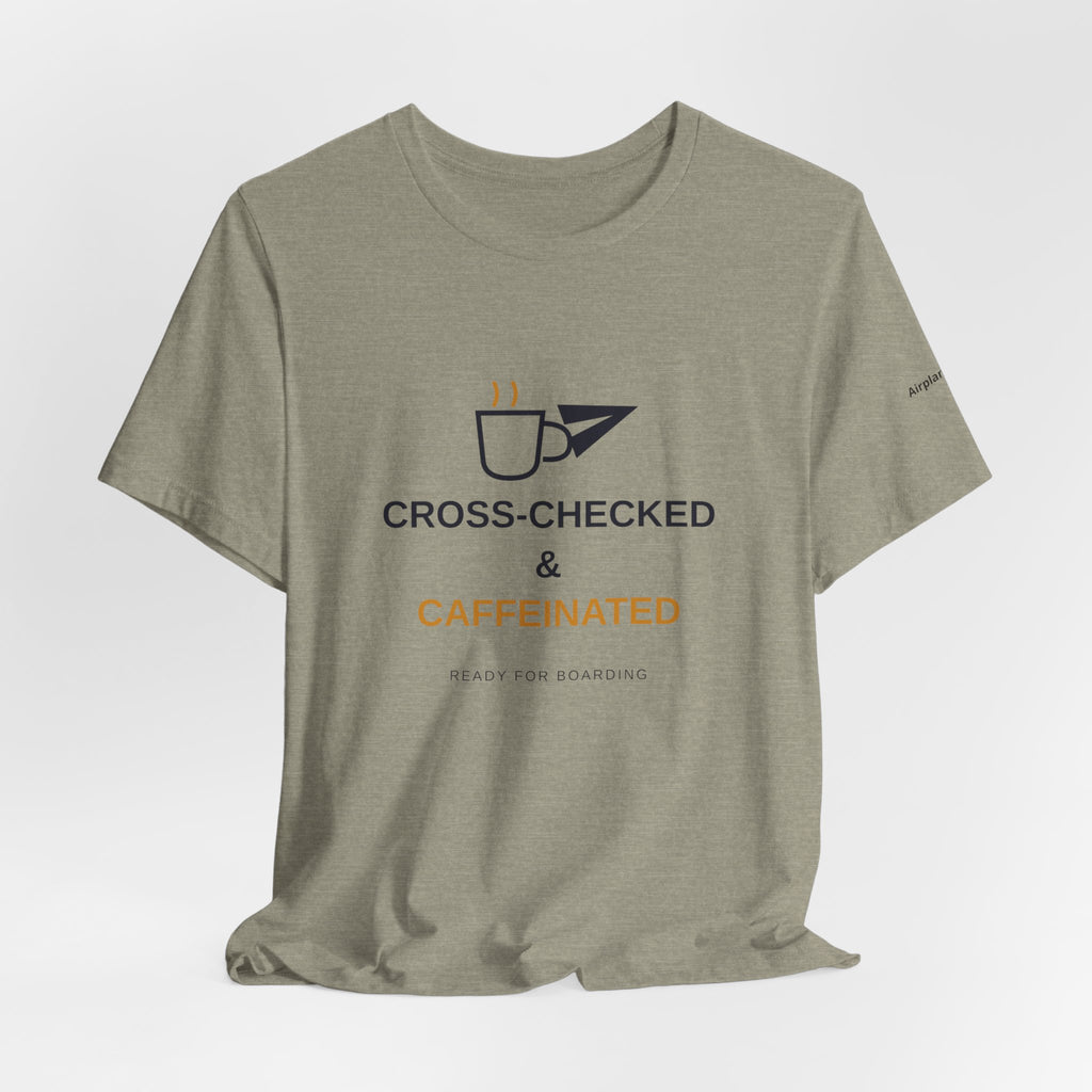 Cross-Checked and Caffeinated Tee — Aviation-Inspired Coffee Shirt