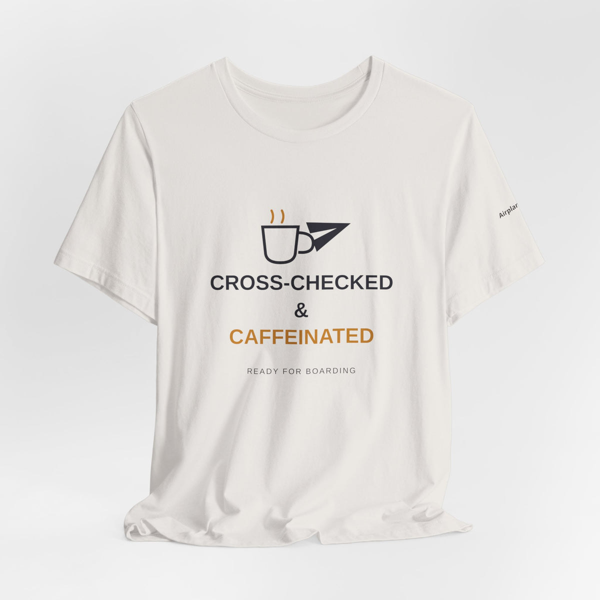 Cross-Checked and Caffeinated Tee — Aviation-Inspired Coffee Shirt